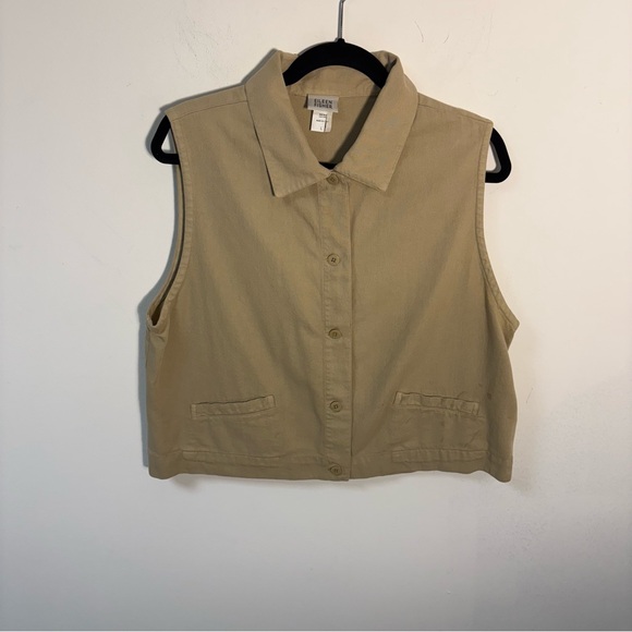 Eileen Fisher Tops - Vintage Eileen Fisher Womens Sleeveless Button-Up Vest Tencel Blend Large